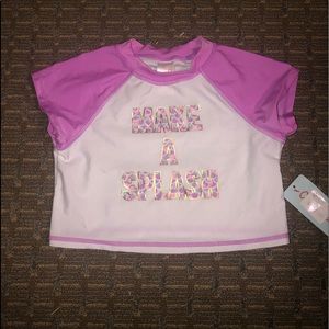 NWT Cat & Jack girls swim top purple & white 6/6x